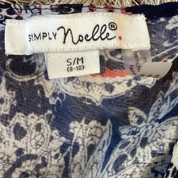 Simply Noelle Flowy Boho Pocket Dress w/ Slip S/M(8-10) Blue Swim cover up 183M - Picture 7 of 9